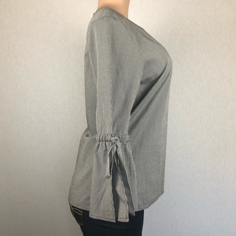 J. Crew Blouse Bell Sleeve Top Gingham Plaid - Picture 13 of 14